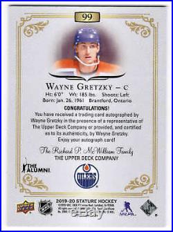 19/20 2019 Ud Stature Wayne Gretzky #99 Autograph Auto Green /25 Edmonton Oilers