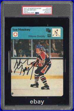 1977-79 Sportscaster Italy #77-10 Wayne Gretzky Signed Rc Oilers Hof Psa Auto 10