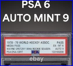 1978-79 Wayne Gretzky Signed Debut PSA Ticket Pass WHA 1st Goal/RC 1/1 MT