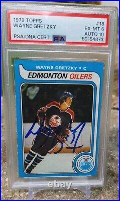 1979 Topps Hockey Wayne Gretzky Signed HOF#18 RC Rookie PSA 6 PSA/DNA 10 AUTO