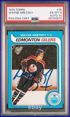 1979 Topps Hockey Wayne Gretzky Signed HOF#18 RC Rookie PSA 6 PSA/DNA 10 AUTO