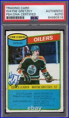 1980-81 Topps WAYNE GRETZKY Goals Leader #182 Autographed Card PSA