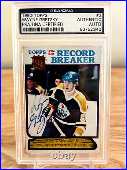 1980 Topps #3 Wayne Gretzky Signed Record Breaker Hockey Card PSA/DNA Auto