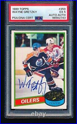 1980 Topps Signed Autographed WAYNE GRETZKY #250 PSA 5 Auto A