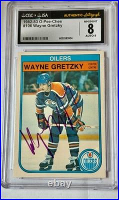 1982-83 O-Pee-Chee Wayne Gretzky 106 Purple Ink Autograph CGC 8 JSA Auto Mint