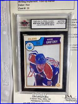 1983-84 Wayne Gretzky O-pee-chee Hockey Card #29 Auto Red Ink Jsa Auth Ksa Slab