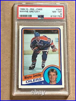 1984 O-Pee-Chee, WAYNE GRETZKY, #243, PSA 8-NrMint/Mint, Oilers