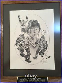 1986 Wayne Gretzky autographed Kraft poster print framed & artist auto J. Hersh