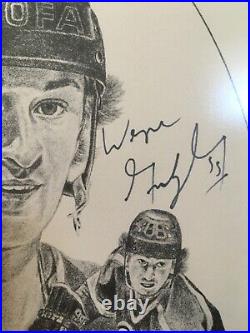 1986 Wayne Gretzky autographed Kraft poster print framed & artist auto J. Hersh