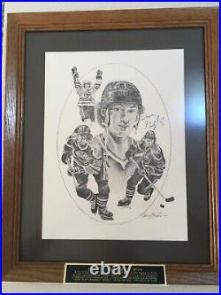 1986 Wayne Gretzky autographed Kraft poster print framed & artist auto J. Hersh