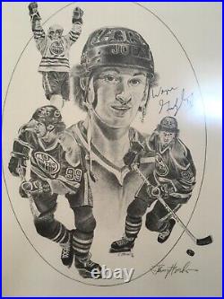 1986 Wayne Gretzky autographed Kraft poster print framed & artist auto J. Hersh