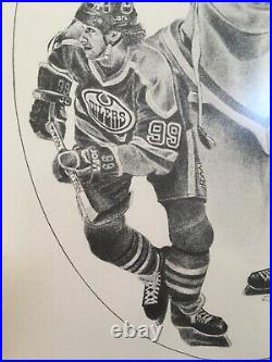 1986 Wayne Gretzky autographed Kraft poster print framed & artist auto J. Hersh