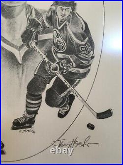 1986 Wayne Gretzky autographed Kraft poster print framed & artist auto J. Hersh