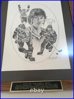 1986 Wayne Gretzky autographed Kraft poster print framed & artist auto J. Hersh