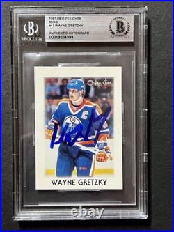 1987-88 O-Pee-Chee Minis #13 Wayne Gretzky Signed Auto BAS Authentic Oilers