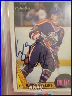 1987 O-PEE-CHEE Wayne Gretzky ON CARD AUTO PSA 8/AUTO 10. POP 4! NONE HIGHER