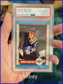 1989 O-pee-chee Wayne Gretzky On Card Auto. Psa/dna 10! Pop 5. Only 2 Higher