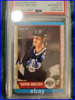 1989 O-pee-chee Wayne Gretzky On Card Auto. Psa/dna 10! Pop 5. Only 2 Higher