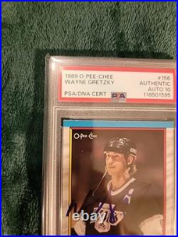 1989 O-pee-chee Wayne Gretzky On Card Auto. Psa/dna 10! Pop 5. Only 2 Higher
