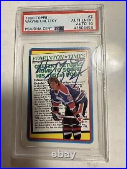 1990-91 Topps #2 Wayne Gretzky Edmonton Times The Great OnePSA/DNA Signed Card
