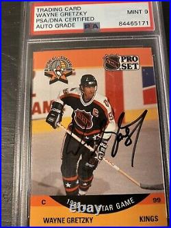 1990 PRO SET Wayne Gretzky On Card Auto PSA/DNA MINT 9 Black Ink The Great One