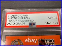 1990 PRO SET Wayne Gretzky On Card Auto PSA/DNA MINT 9 Black Ink The Great One