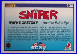 1990 Wayne Gretzky Autographed NHL Score Trading Card Sniper Number 336