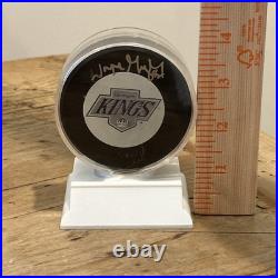 1993 Wayne Gretzky Signed Hockey Puck Los Angeles Kings With Stand