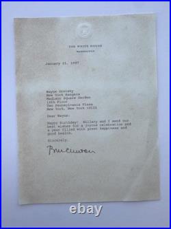 1997 White House Letter Bill Clinton to Wayne Gretzky Signed Birthday Rangers 1997 White House Letter Bill Clinton to Wayne Gretzky Signed Birthday Rangers