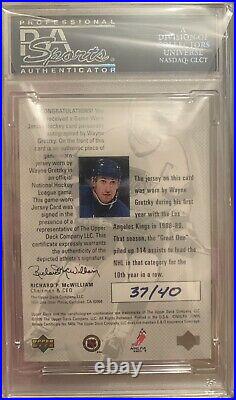 1998 Ud Year Of The Great One Wayne Gretzky Jersey Auto 37/40 Psa 10 Pop 1