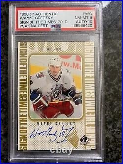 1999 UD SP Authentic Hockey Sign Of The Times Gold Wayne Gretzky PSA 8 Auto 10