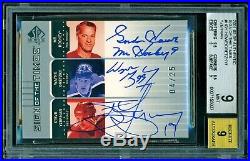 2001-02 Sp Authentic Sign Of The Times Howe Gretzky Yzerman 4/25 Autograph Bgs 9