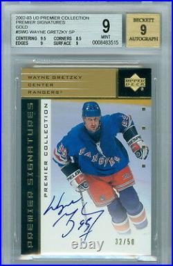 2002-03 Ud Premier Collection Gold Wayne Gretzky Sp Auto 32/50 Bgs 9 Mint