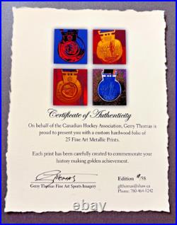 2002 Team Canada Olympic Gold 18/58 Metallic Prints Folio Gretzky Signed Letter