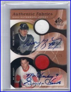 2005-06 Ud Sp Game Used Dual Jersey Autograph Auto /25 Gordie Howe Wayne Gretzky