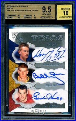 2008-09 Opc Premier Trios Auto Gordie Howe Orr Gretzky13/35 Autograph Bgs 9.5