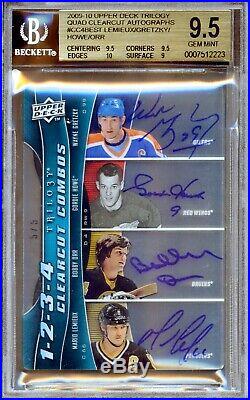 2009-10 Upper Deck Trilogy Quad Clear Cut Howe Gretzky Orr Lemieux 5/5 Autograph