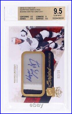 2010-11 Ud The Cup Scripted Swatches Wayne Gretzky 3-clr Patch Auto /10 Bgs 9.5