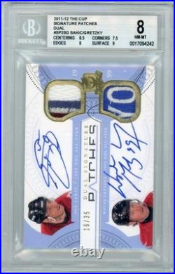 2011-12 The Cup Dual Signature Patch auto Joe Sakic Wayne Gretzky 16/35 BGS 8