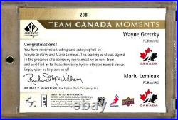 2012-13 SP Authentic Limited Autographs #208 Wayne GRETZKY / Mario LEMIEUX Auto
