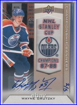 2013-14 Edmonton Oilers Collection Championship Banners Wayne Gretzky 87-88 Auto