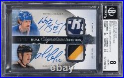 2013-14 THE CUP Dual Patch On Card Auto Wayne Gretzky/Mario Lemieux #/15 BGS 8