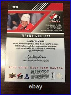 2013 Upper Deck Team Canada Wayne Gretzky Auto Autograph
