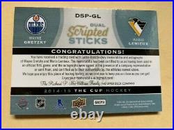 2014-15 The Cup Hockey Dual Scripted Sticks Gretzky Lemieux 2/15