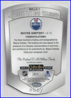 2016-17 O-Pee-Chee Platinum NHL Logo Crest Die Cut Autographs Wayne Gretzky SSP