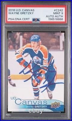 2016-17 UD Canvas Signed Wayne Gretzky Retired Stars Autographed Auto Card PSA 9