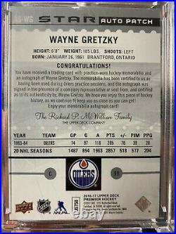 2016-17 UD Premier Wayne Gretzky Premier Star Auto Patch /25 Oilers
