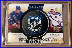 2016-17 Upper Deck Trilogy Signature Pucks Dual NHL Shield GRETZKY / MESSIER 1/1