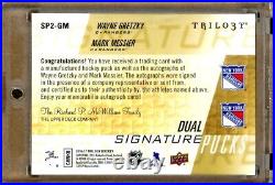 2016-17 Upper Deck Trilogy Signature Pucks Dual NHL Shield GRETZKY / MESSIER 1/1