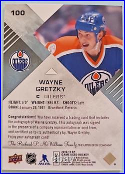 2016-17 Wayne Gretzky SP Game Used Autograph Auto Signature Edmonton Oilers #100